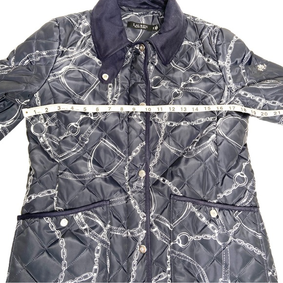 LAUREN RALPH LAUREN Navy Belting Print Quilted Jacket - Picture 14 of 16